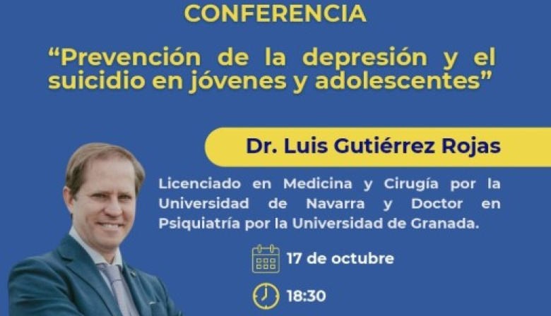 El psiquiatra Luis Gutiérrez Rojas dará una conferencia sobre la prevención de la depresión y el suicidio en jóvenes