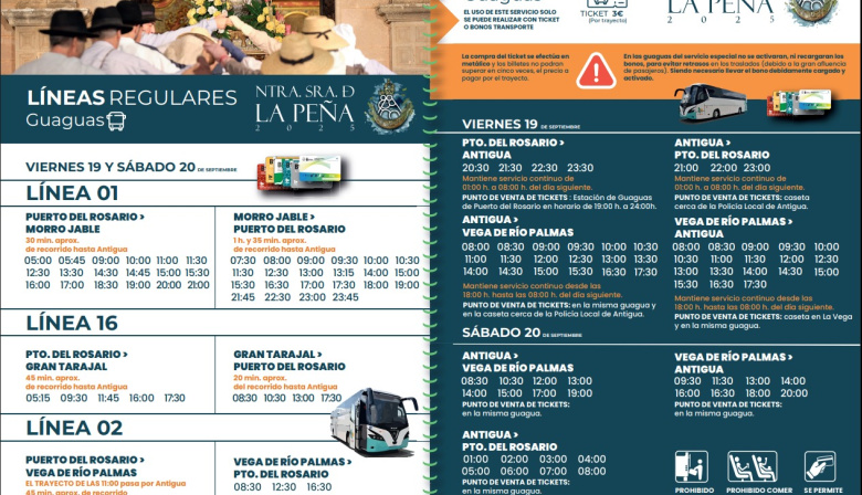 El Cabildo de Fuerteventura establece un servicio especial de guaguas con motivo de las Fiestas en Honor a Nuestra Señora de La Peña 2025