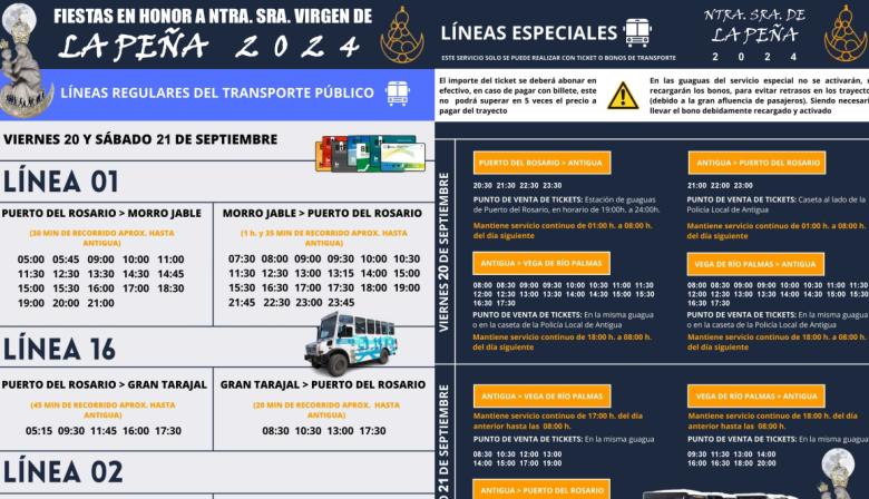 El Cabildo de Fuerteventura establece una programación especial de guaguas con motivo de las Fiestas en Honor a Nuestra Señora de La Peña