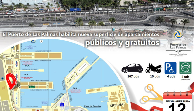 La Autoridad Portuaria de Las Palmas habilita 185 plazas de aparcamiento público gratuito para la ciudadanía