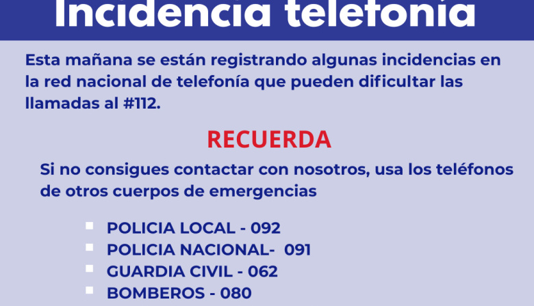 El 112 Canarias informa de una incidencia en la red nacional de telefonía que afecta a las llamadas del 112