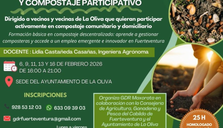 Cabildo de Fuerteventura y GDR Maxorata impulsan el curso “Operador de Compostaje y Compostaje Participativo” para apostar por la sostenibilidad