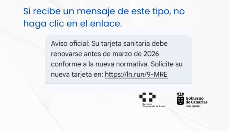El SCS alerta sobre una campaña de SMS fraudulentos sobre renovación de la tarjeta sanitaria