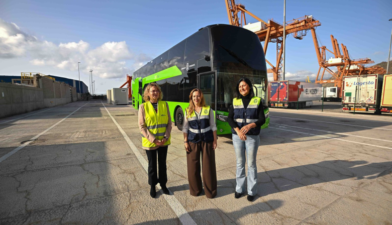 La primera guagua de dos pisos ya está en Tenerife y cubrirá el trayecto que une Santa Cruz y Costa Adeje