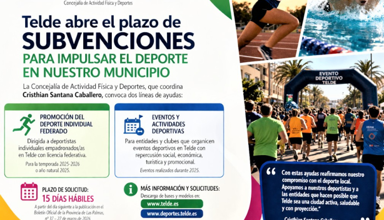 El Ayuntamiento de Telde convoca subvenciones al deporte por valor de 62.000 euros