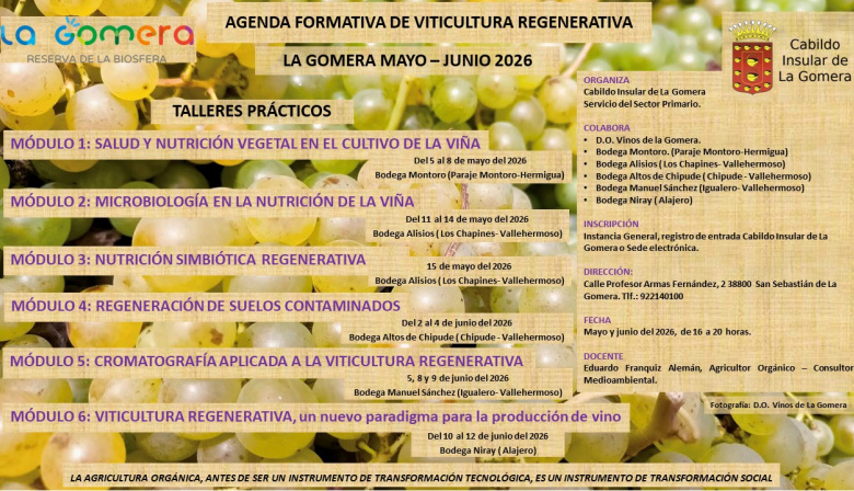 El Cabildo de La Gomera impulsa una agenda formativa en viticultura regenerativa durante los meses de mayo y junio