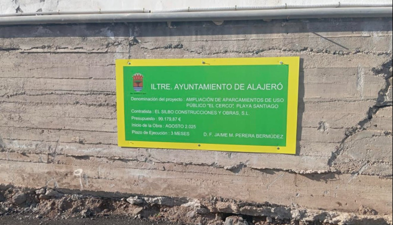 ASG Alajeró pide al Ayuntamiento que rectifique la omisión del Cabildo en el cartel de las obras del aparcamiento de El Cerco
