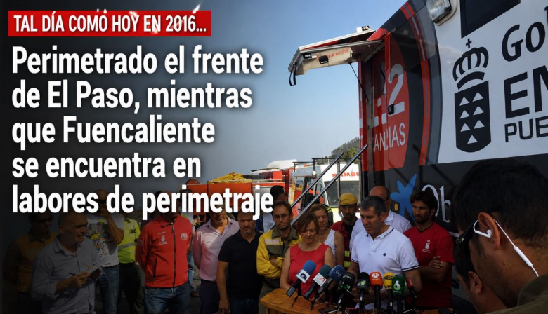 Sucedió tal día como hoy en 2016: Perimetrado el frente de El Paso, mientras que Fuencaliente se encuentra en labores de perimetraje