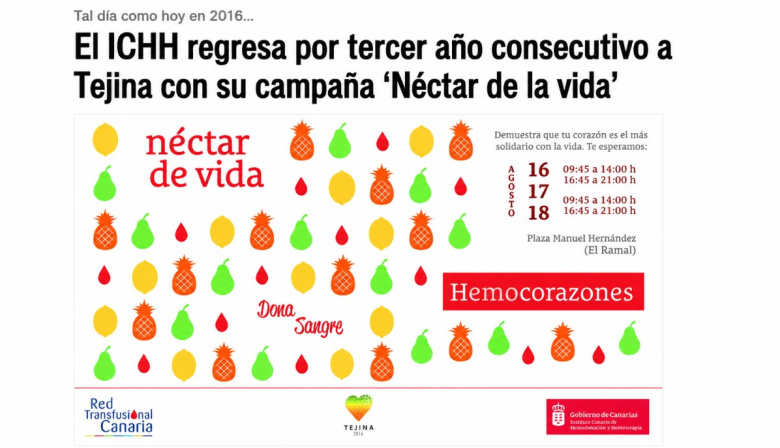 Sucedió tal día como hoy en 2016: El ICHH regresa por tercer año consecutivo a Tejina con su campaña ‘Néctar de la vida’