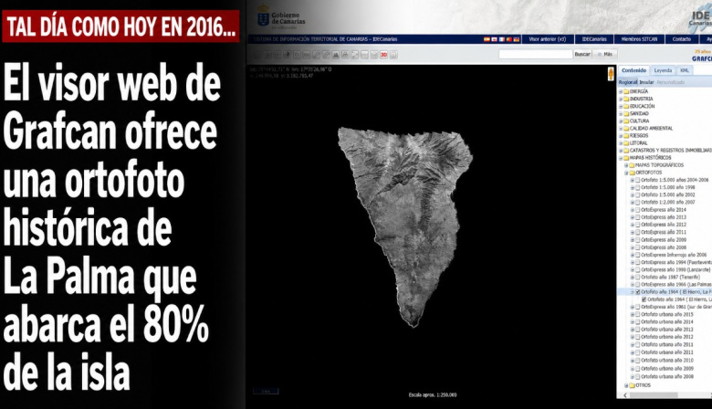 Sucedió tal día como hoy en 2016: El visor web de Grafcan ofrece una ortofoto histórica de La Palma que abarca el 80% de la isla