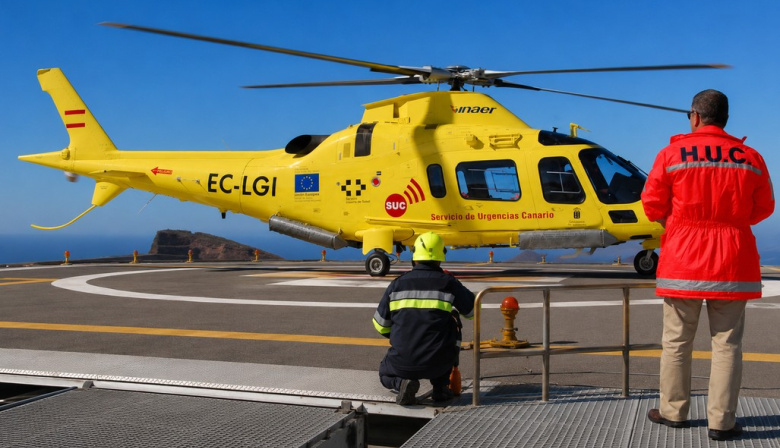 La helisuperficie del HUC acogió 237 aterrizajes de los helicópteros del SUC durante 2025