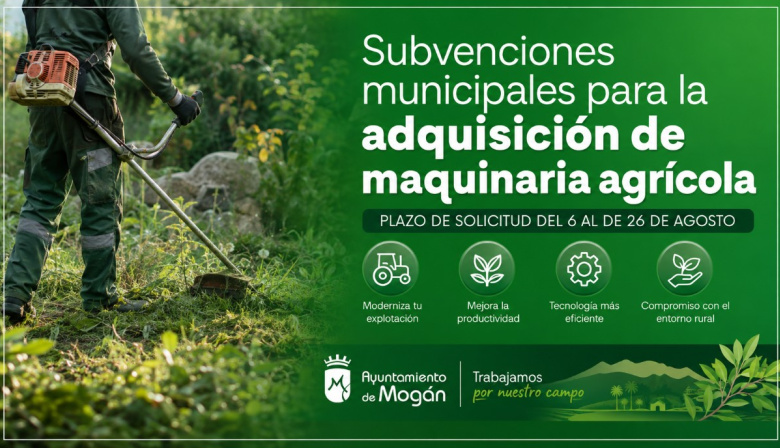 Mogán cierra este miércoles la convocatoria de ayudas para la adquisición de maquinaria agrícola