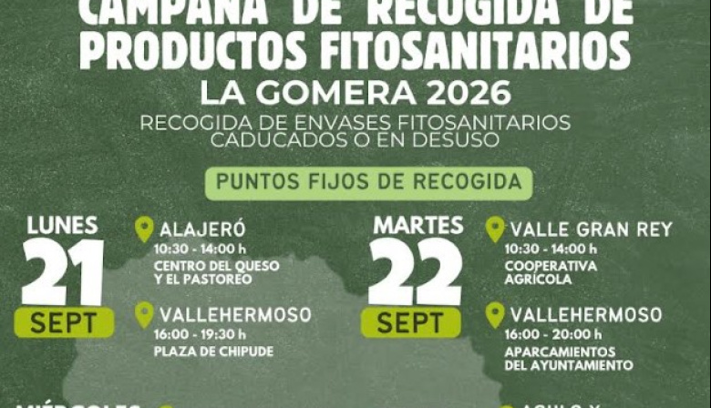 El Cabildo de La Gomera pone en marcha una campaña para la recogida de envases fitosanitarios caducados o en desuso