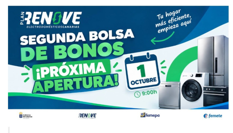 Canarias activa hoy más de 800.000 euros en nuevos bonos del Plan Renove de Electrodomésticos