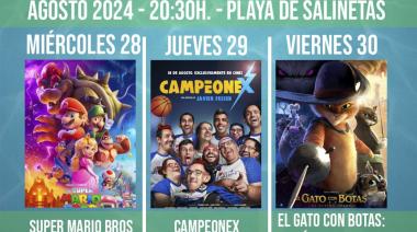 El Cine de Verano regresa a Salinetas con Super Mario Bros, Campeones y El Gato con Botas