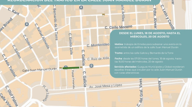 El Ayuntamiento de Las Palmas de Gran Canaria reordena el tráfico en la calle Juan Manuel Durán para subsanar una avería en la red de saneamiento