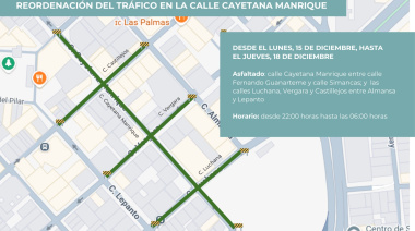 El Ayuntamiento de Las Palmas de Gran Canaria informa de cortes nocturnos de tráfico en la calle Cayetana Manrique por obras de renovación del saneamiento