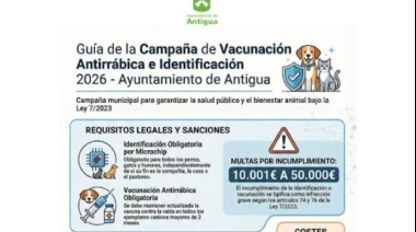 El Ayuntamiento de Antigua lanza la Campaña de Vacunación Antirrábica e Identificación 2026