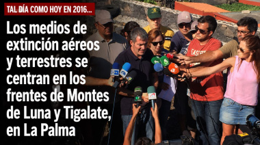 Sucedió tal día como hoy en 2016: Los medios de extinción aéreos y terrestres se centran en los frentes de Montes de Luna y Tigalate, en La Palma