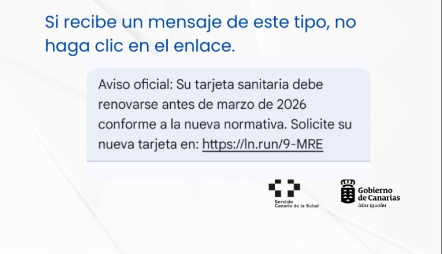 El SCS alerta sobre una campaña de SMS fraudulentos sobre renovación de la tarjeta sanitaria