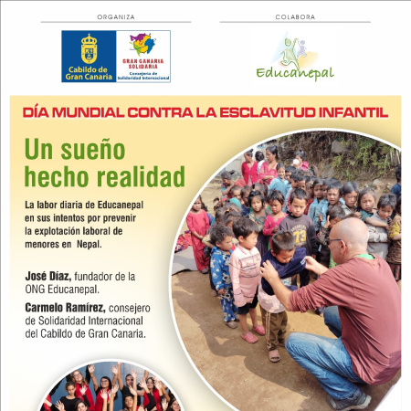 El Cabildo de Gran Canaria celebrará el Día contra la esclavitud infantil con una conferencia del fundador de Educanepal