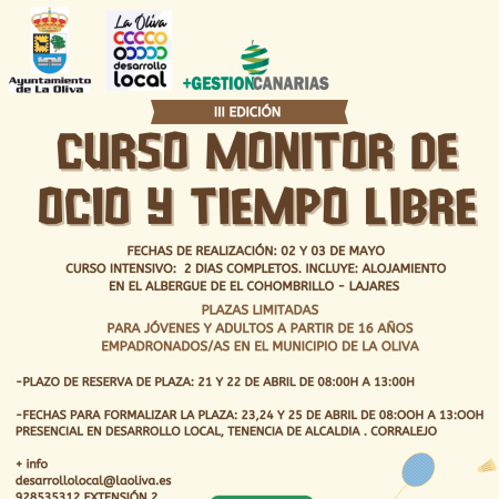 La Oliva lanza la nueva edición del Curso de Monitores/as de Ocio y Tiempo Libre