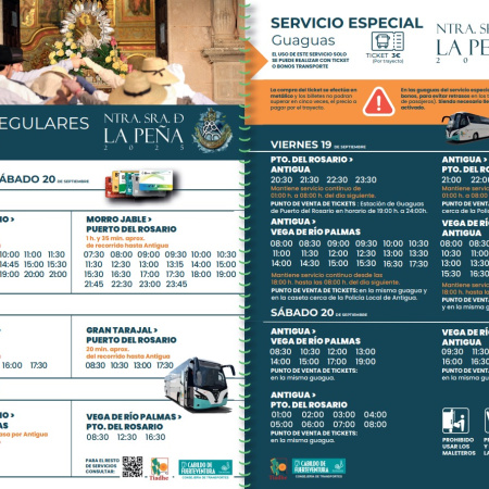 El Cabildo de Fuerteventura establece un servicio especial de guaguas con motivo de las Fiestas en Honor a Nuestra Señora de La Peña 2025