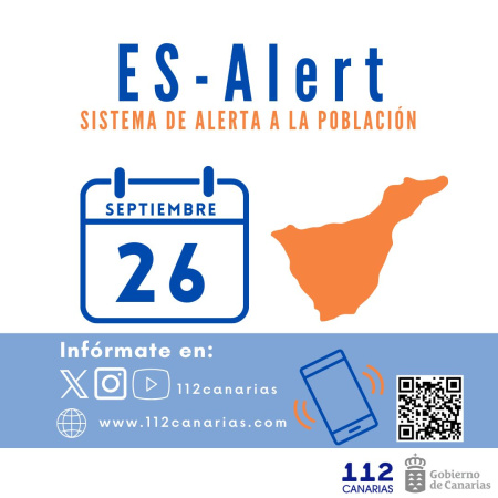El sistema de aviso a la población en caso de emergencia ES-Alert se prueba el 26 de septiembre en Tenerife