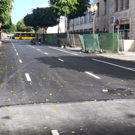 El Ayuntamiento de Las Palmas de Gran Canaria finaliza el asfaltado entre la Plaza de La Constitución y el Paseo de Madrid dentro del proyecto de mejora integral de Tomás Morales