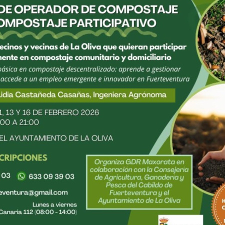 Cabildo de Fuerteventura y GDR Maxorata impulsan el curso “Operador de Compostaje y Compostaje Participativo” para apostar por la sostenibilidad