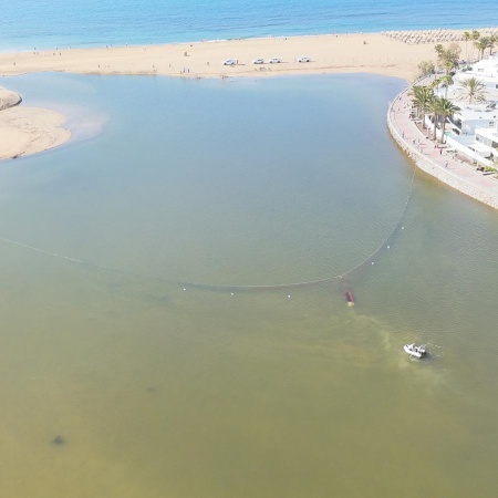 El Cabildo de Gran Canaria prueba la técnica del chinchorro en la Charca de Maspalomas para estudiar el ecosistema y controlar especies invasoras