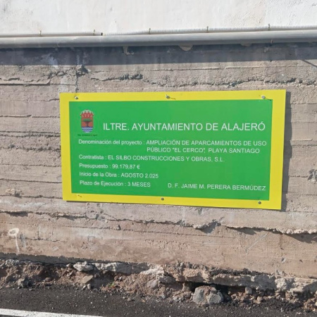 ASG Alajeró pide al Ayuntamiento que rectifique la omisión del Cabildo en el cartel de las obras del aparcamiento de El Cerco